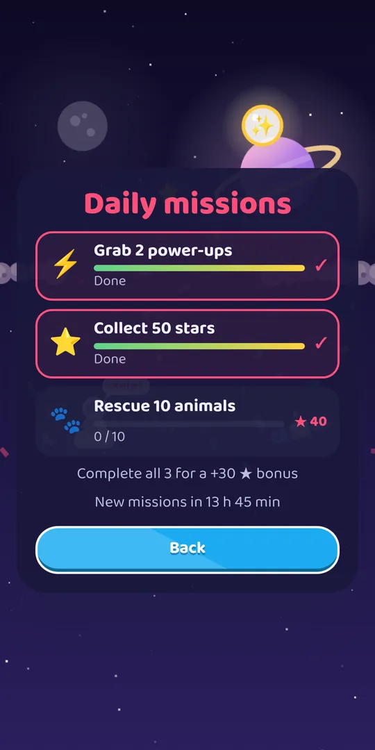 Daily missions screen